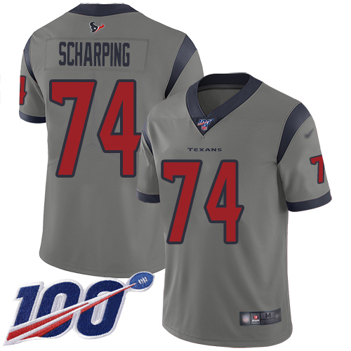 Houston Texans Limited Gray Men Max Scharping Jersey NFL Football #74 100th Season Inverted Legend->youth nfl jersey->Youth Jersey